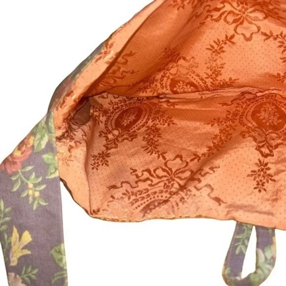 Unique Fabric Embroidered Floral Bathing Beauty Woman Shoulder Bag Purse NWOT